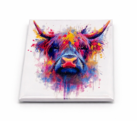 Colour Splash Highland Cow Magnet