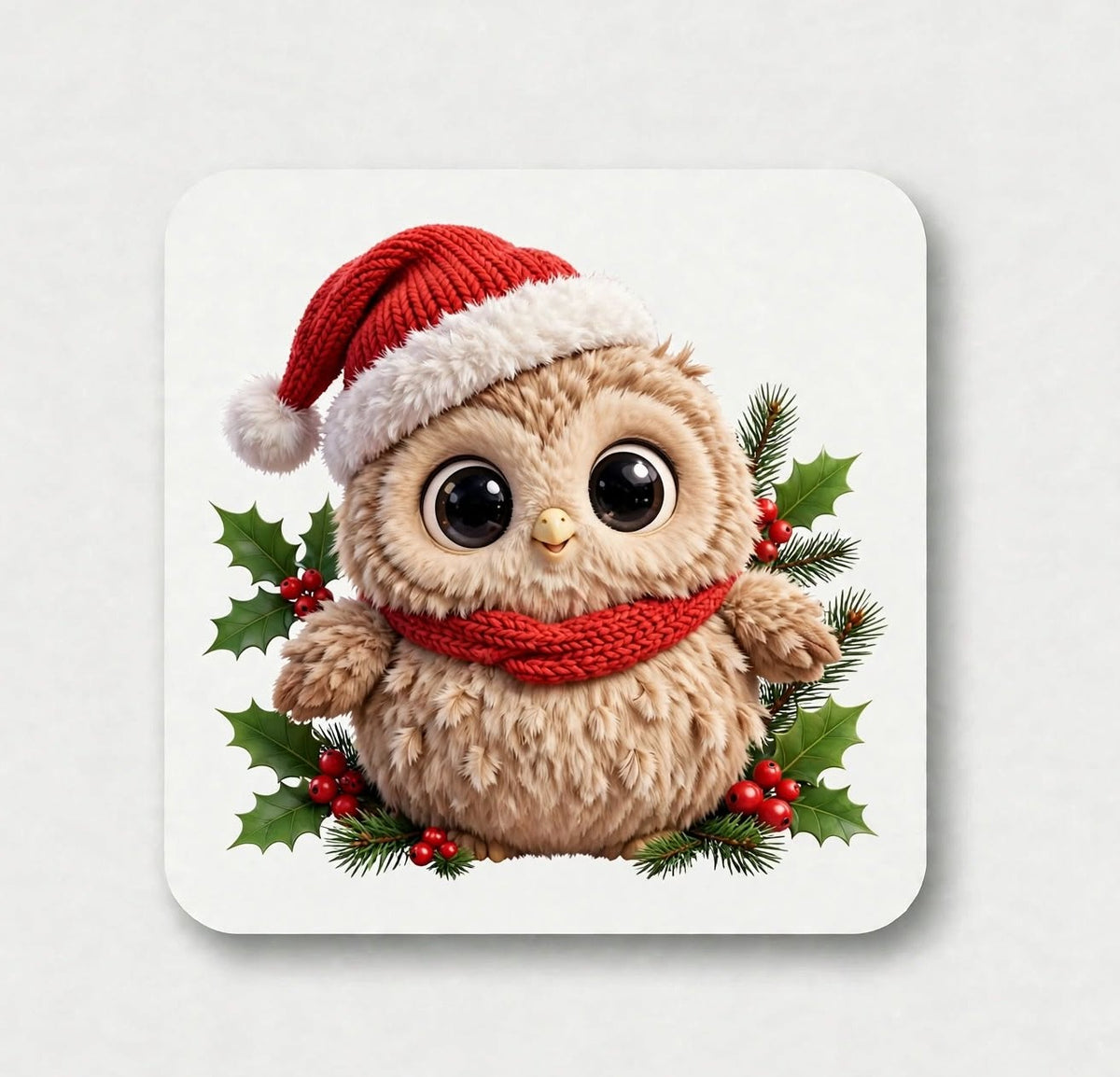 Chonky Christmas Owl Coaster