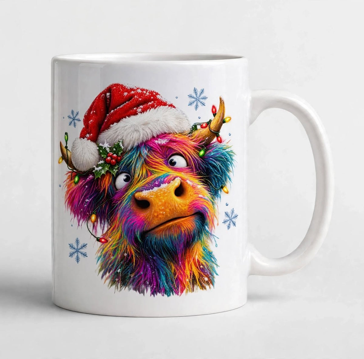 Colour Splash Christmas Highland Cow Mug