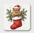 Christmas Capybara Stocking Coaster